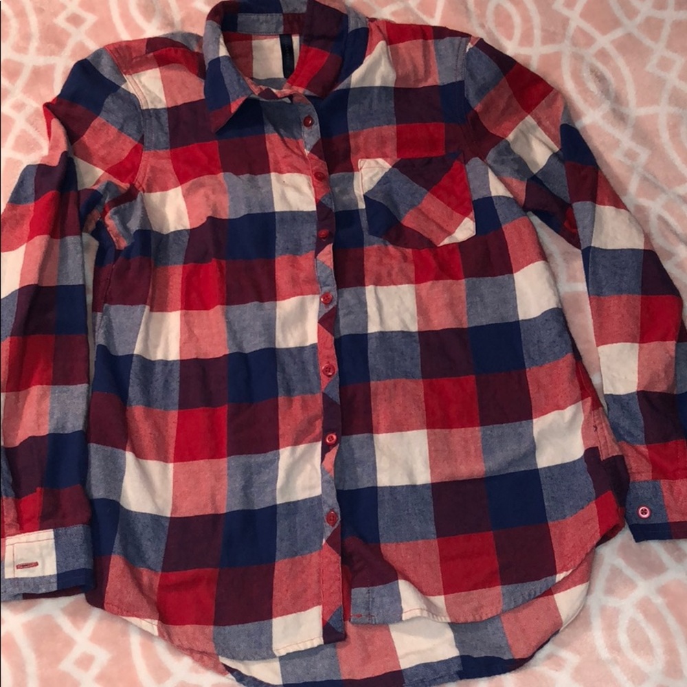 Red, white, and blue checkerboard flannel